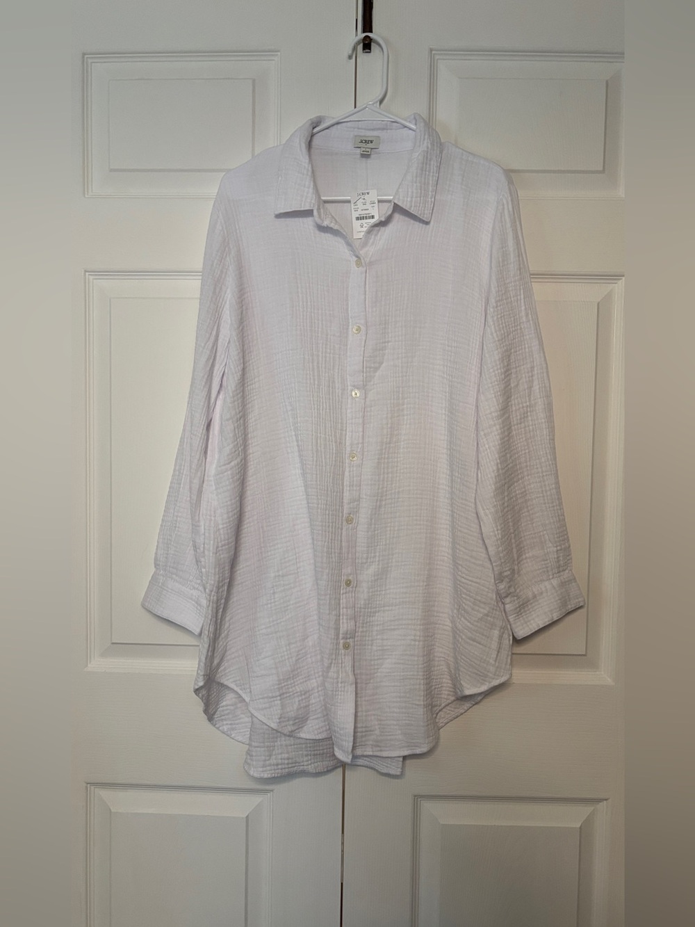 J.Crew NWT Women’s White Cotton Gauze Oversized Button Down Shirt Tunic L
